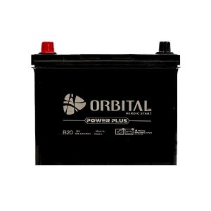 باتری اوربیتال سپاهان ۱۲ ولت ۳۵ آمپر، قطب راست (R) با ترمینال بلند، بدنه مشکی و ابعاد ۲۰۲×۱۲۸×۱۹۷ میلی‌متر؛ سیلد و بدون نیاز به نگهداری (MF)