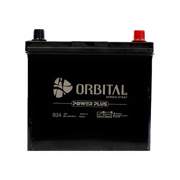 باتری اتمی خودرو سپاهان باتری مدل 45 آمپر اوربیتال بلند موافق قالب B24