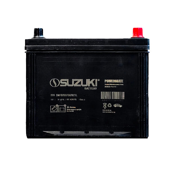 تصویر باتری خودرو ۱۲ ولت ۶۰ آمپر ساعت، قالب D23 با قطب چپ (L)، تکنولوژی MF، ابعاد ۲۰۴x۱۷۸x۲۳۸ میلیمتر و گارانتی ۳۶ ماهه.